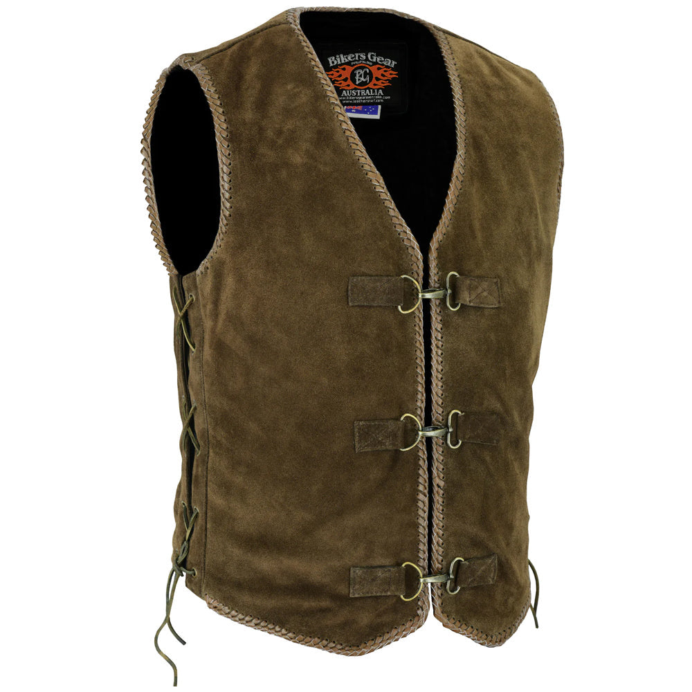 Bikers Gear Australia Aero Motorcycle Leather Vest Rustic Brown