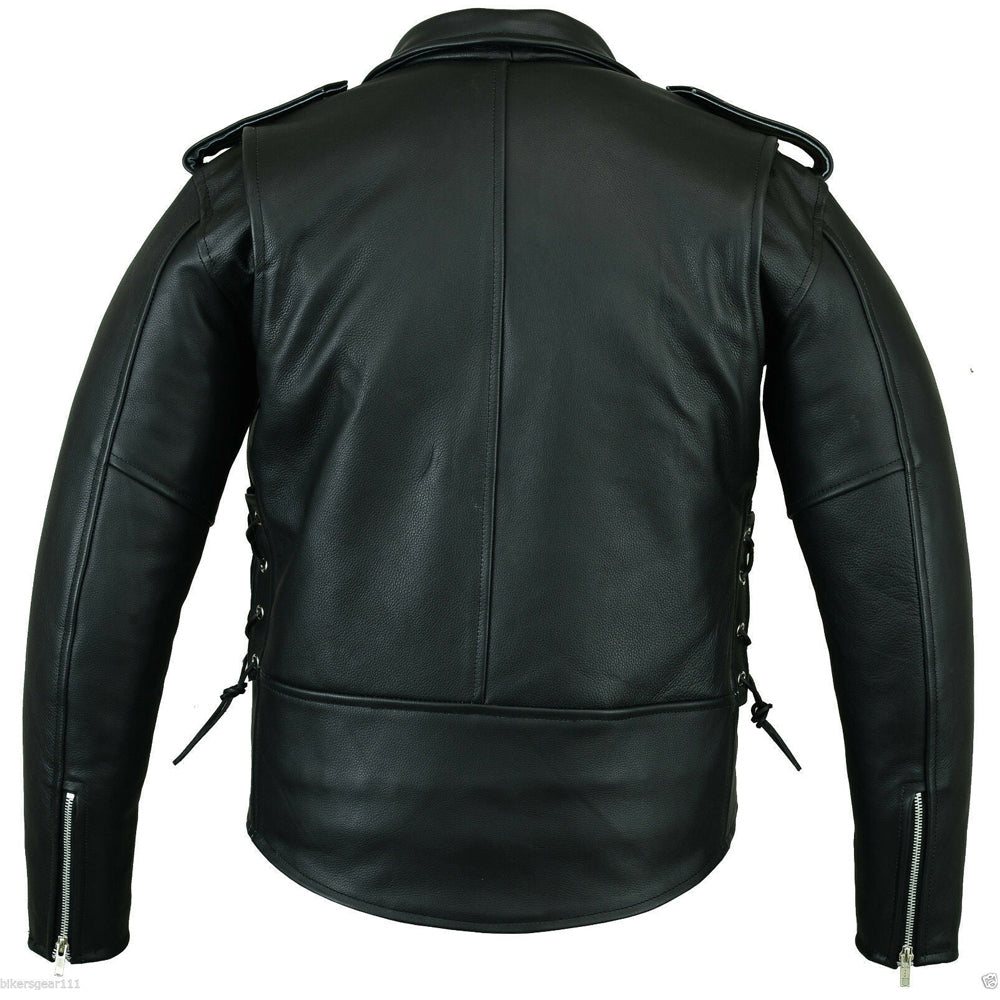 Bikers Gear Australia Brando Classic Motorcycle Leather Jacket Black