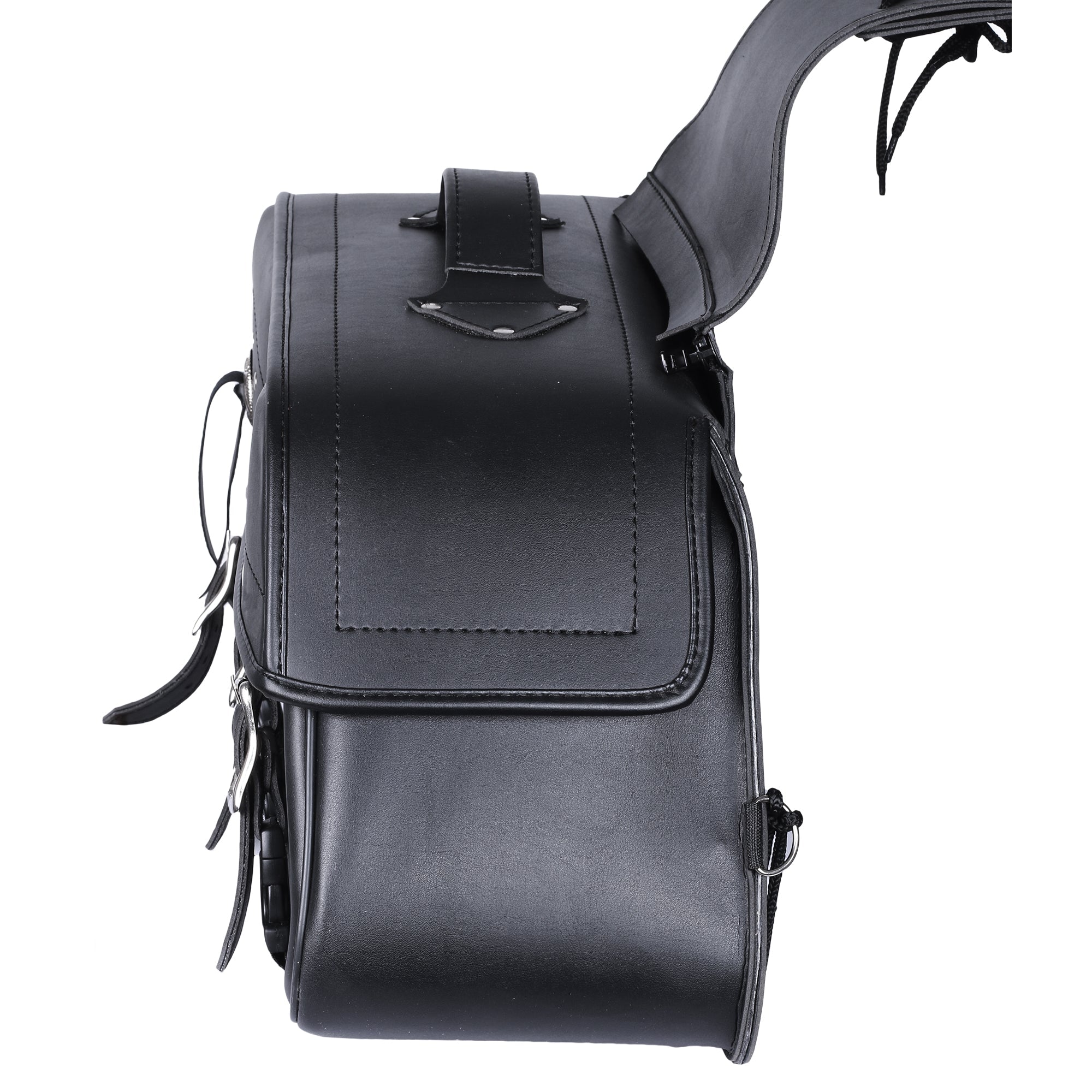 Fender 3 Buckle Leather Motorcycle Saddlebags Pair PLAIN